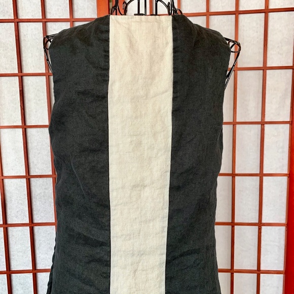 Kenar Block Color Sleeveless Linen Shift Midi - Picture 4 of 6
